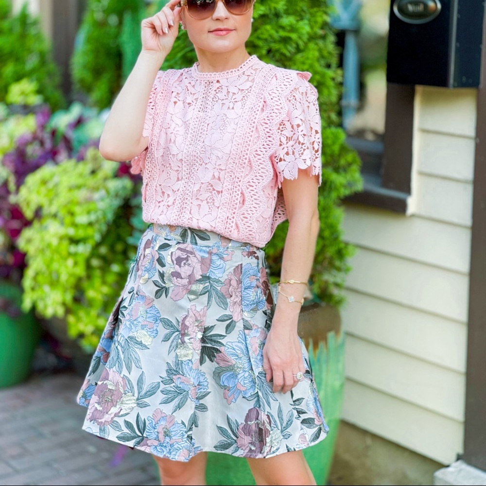 ChicWish flare mini skirt, floral print XS